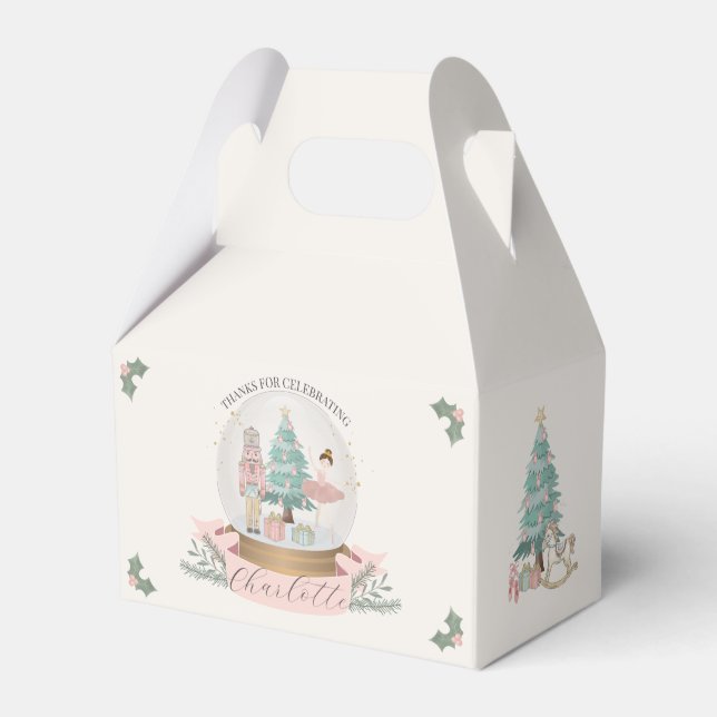 Pink Nutcracker Christmas Baby Shower Favour Box (Front Side)
