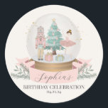 pink nutcracker christmas birthday party favour ta classic round sticker<br><div class="desc">Celebrate your little sugar plum's birthday with this magical Pastel Pink Nutcracker First Birthday Bundle. This delightful printable party decor captures the magic of a Christmas Winter Wonderland theme, perfect for your girl's special day. Instantly downloadable, the bundle features a whimsical array of Sugar Plum holiday decorations, infusing the atmosphere...</div>