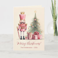 Pink Nutcracker Christmas Card