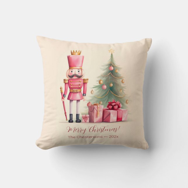 Pink Nutcracker Christmas Cushion (Front)
