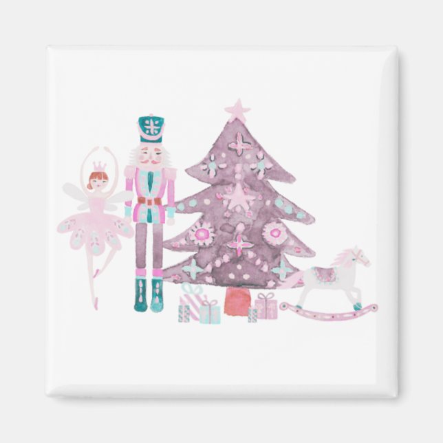 Pink Nutcracker Christmas Holiday Classic Magnet (Front)