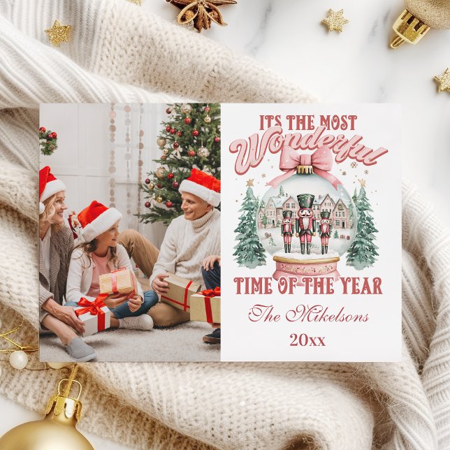  Pink  Nutcracker Christmas Photo  Wonderland Glob Holiday Card (Creator Uploaded)