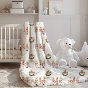Pink Nutcracker Christmas Sherpa Blanket