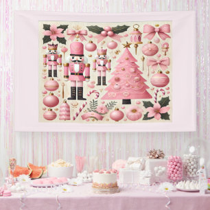 Pink Nutcracker Christmas Tree Banner