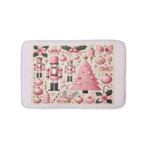 Pink Nutcracker Christmas Tree Bath Mat