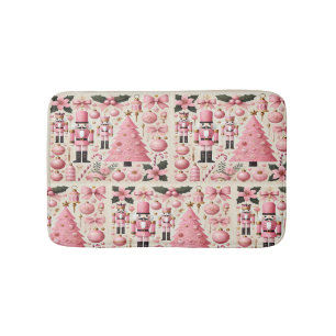 Pink Nutcracker Christmas Tree Bath Mat