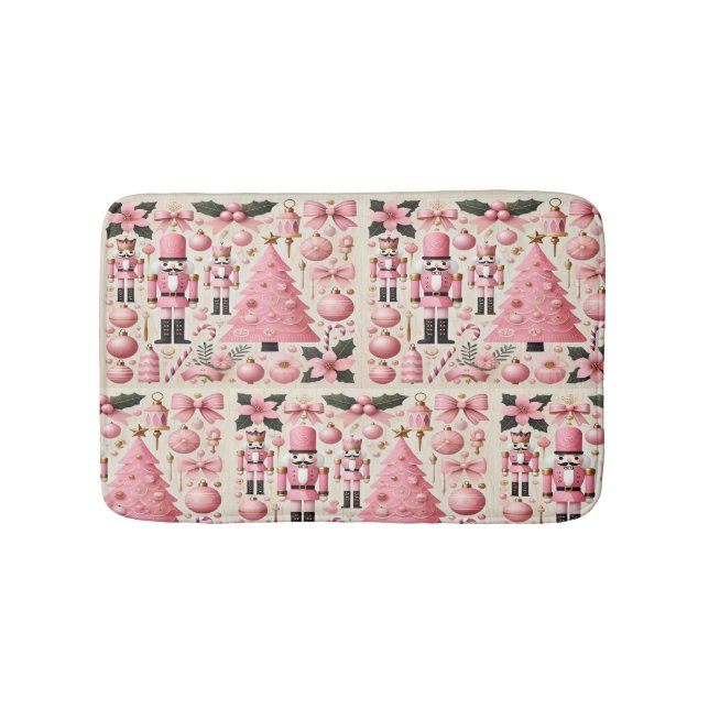 Pink Nutcracker Christmas Tree  Bath Mat (Front)