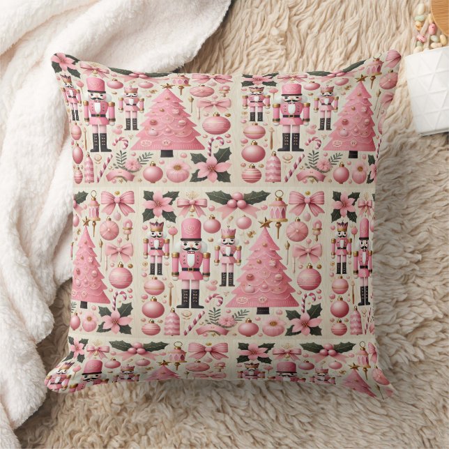 Pink Nutcracker Christmas Tree  Cushion (Blanket)