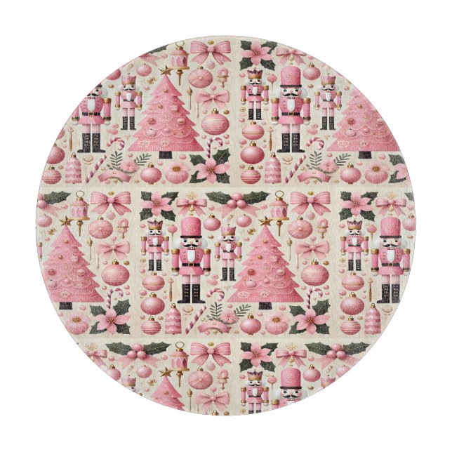 Pink Nutcracker Christmas Tree  Cutting Board (Front)