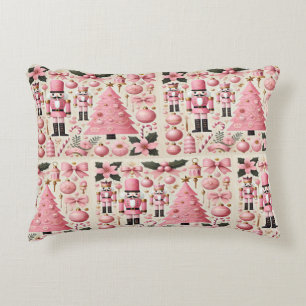Pink Nutcracker Christmas Tree Decorative Cushion