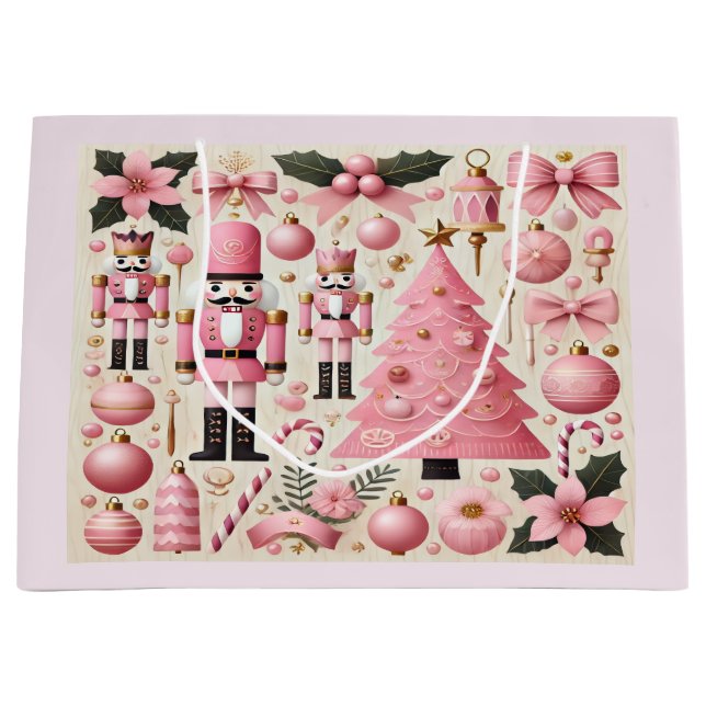 Pink Nutcracker Christmas Tree Gift Bag (Front)