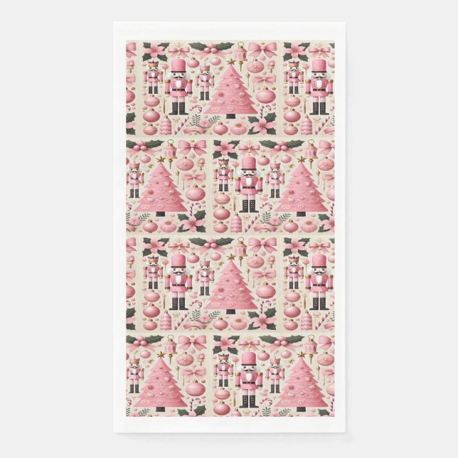 Pink Nutcracker Christmas Tree  Napkin (Front)