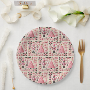 Pink Nutcracker Christmas Tree  Paper Plate