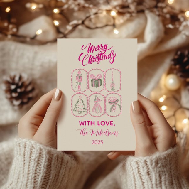 Pink Nutcracker Coquette Christmas Holiday Card (Creator Uploaded)