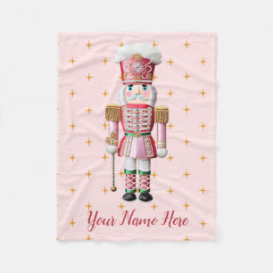 Pink Nutcracker Custom Name Christmas Granddaughte Fleece Blanket