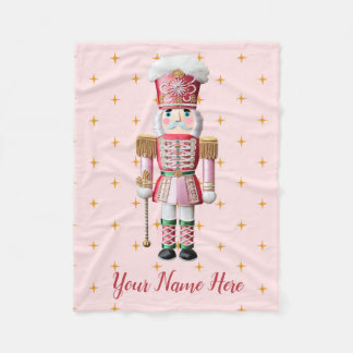 Pink Nutcracker Custom Name Christmas Granddaughte Fleece Blanket