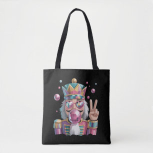 Pink Nutcracker Disco Ball Sunglasses Peace Sign Tote Bag