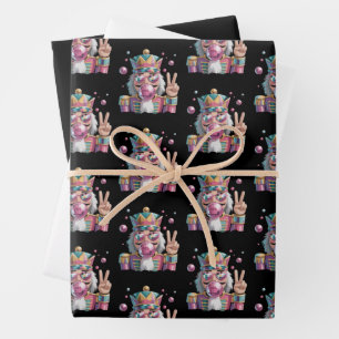 Pink Nutcracker Disco Ball Sunglasses Peace Sign Wrapping Paper Sheet