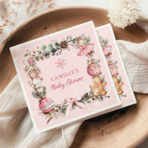 Pink Nutcracker Girl Baby Shower Paper Napkin