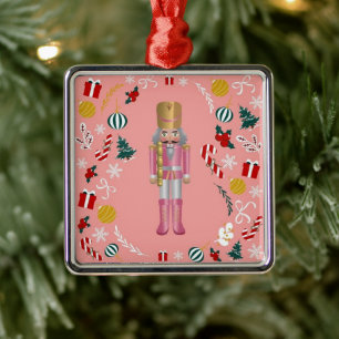 Pink Nutcracker Metal Ornament