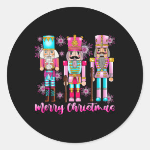 Pink Nutcracker Squad Pink Christmas Ballet Xmas W Classic Round Sticker
