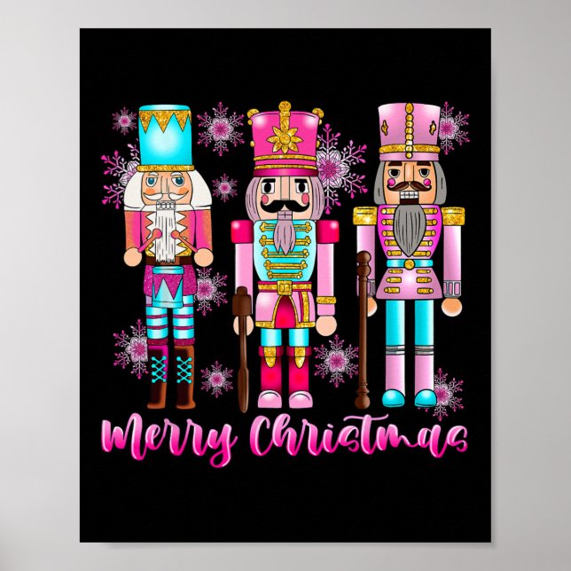 Pink Nutcracker Squad Pink Christmas Ballet Xmas W Poster (Front)