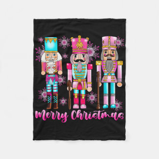 Pink Nutcracker Squad Pink Christmas Byllet Xmas W Fleece Blanket