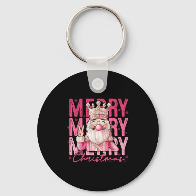 Pink Nutcracker Squad Xmas Merry Christmas Pyjamas Key Ring (Front)