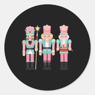 Pink Nutcracker Squad Xmas Pink Christmas Pajamas Classic Round Sticker