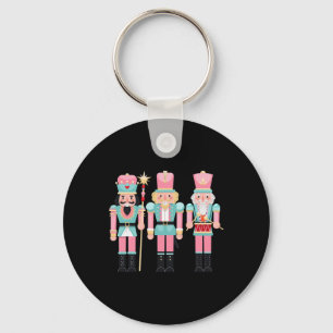 Pink Nutcracker Squad Xmas Pink Christmas Pajamas Key Ring