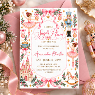 Pink Nutcracker Sugar Plum Ballet Baby Shower Invitation