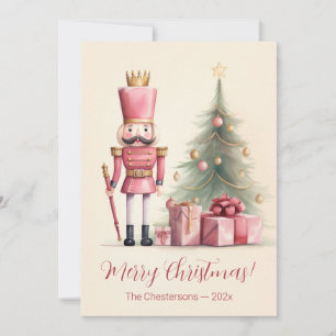Pink Nutcracker Vintage Christmas Card