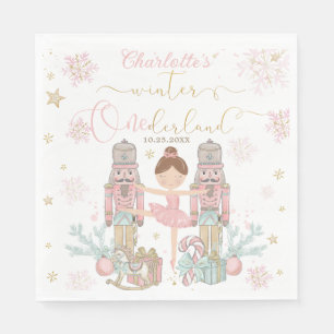 Pink Nutcracker Winter Onederland 1st Birthday Napkin