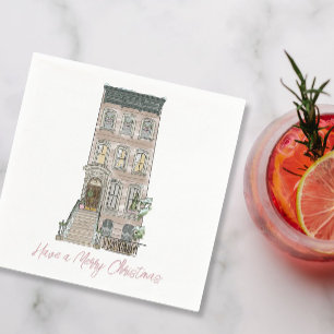 Pink NYC Christmas Party Decor  Napkin
