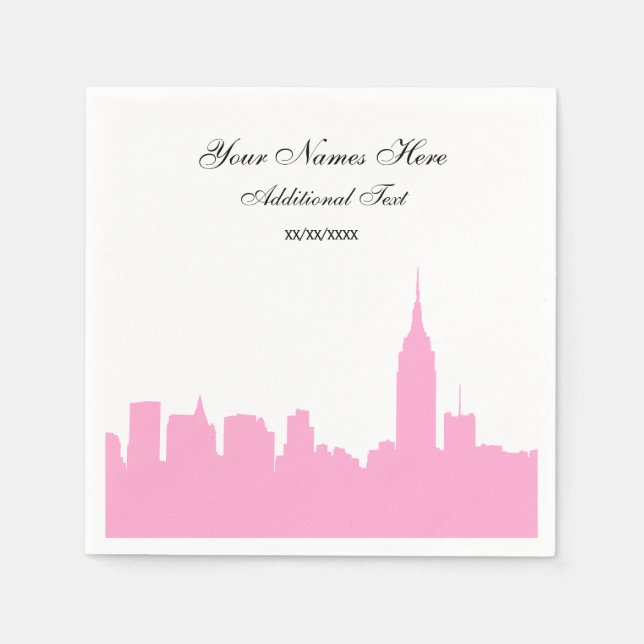 Pink NYC Skyline Silhouette, ESB Napkin (Front)