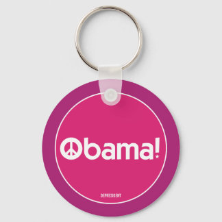 Pink Obama for Peace Keychain