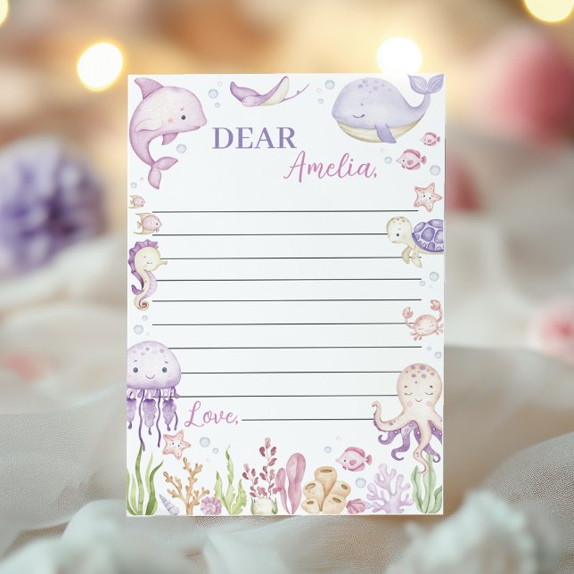 Pink Ocean Animals Party Time Capsule Message Card (Creator Uploaded)