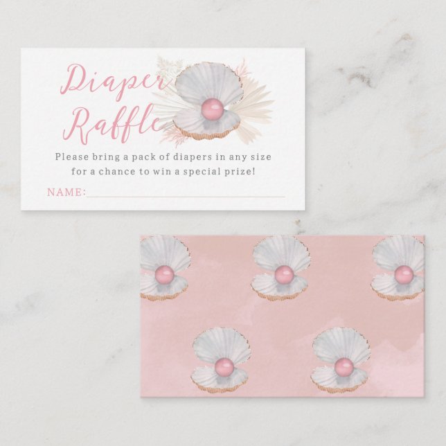 Pink Ocean Boho Girl Baby Shower Diaper Raffle Enclosure Card (Front/Back)