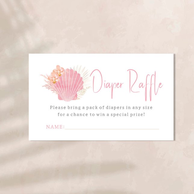 Pink Ocean Boho Girl Baby Shower Diaper Raffle Enclosure Card (Creator Uploaded)