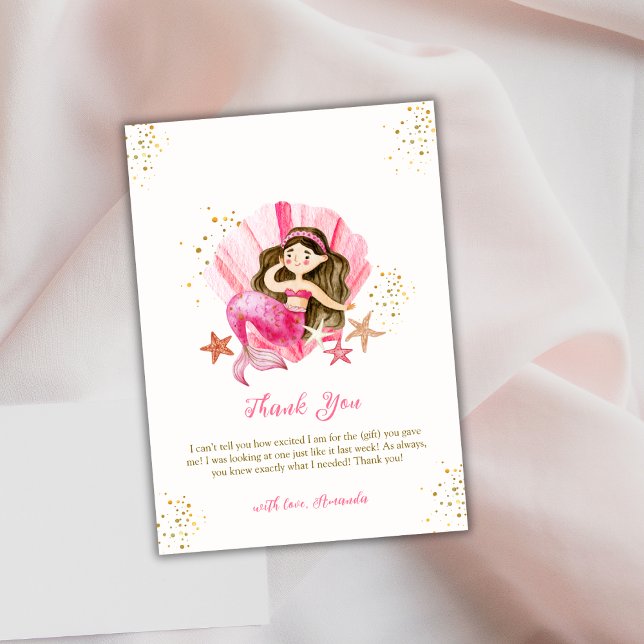 Pink Ocean Mermaid Ocean Starfish Baby Shower Thank You Card (Pink Ocean Mermaid Ocean Starfish Baby Shower Thank You Card)
