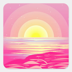 PINK OCEAN SUNSET SQUARE STICKER