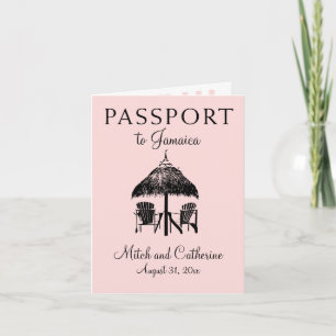 Pink Ocho Rios Jamaica Passport Wedding Invitation