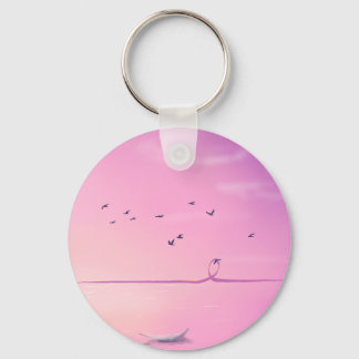 Pink October Pastel Art Key Ring