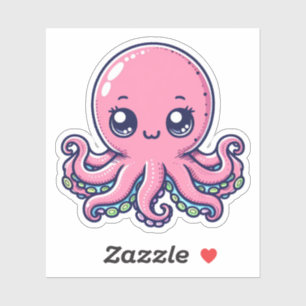 Pink Octopus Custom-Cut Vinyl Stickers