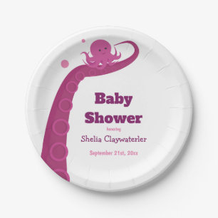 Pink Octopus Paper Plates