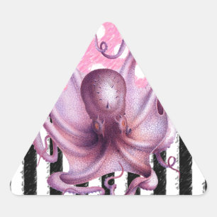 PINK OCTOPUS pattern Triangle Sticker