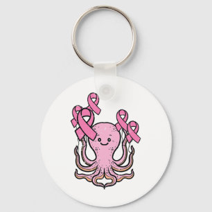 Pink Octopus Ribbon Cute Breast Cancer Awareness W Key Ring