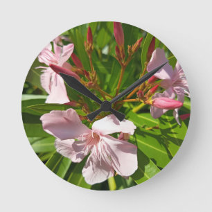 Pink Oleander Floral Wall Clock Botanical Garden H