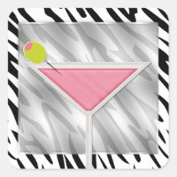 Pink Olive Martini Cocktail Zebra Print Birthday