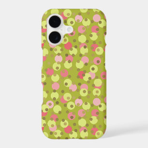 pink, olive, pale gold and Pea Green polka dots